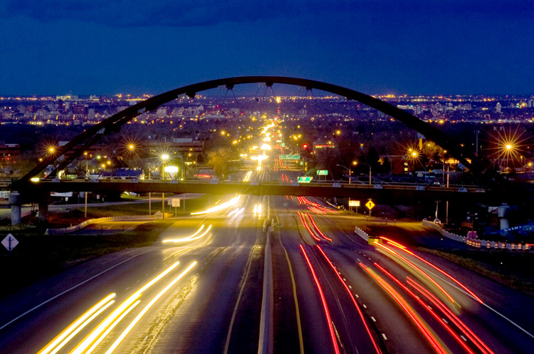 Bridge over US 6 taken at night