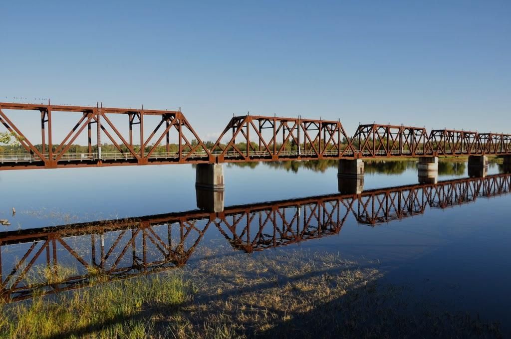 Rail bridge over water