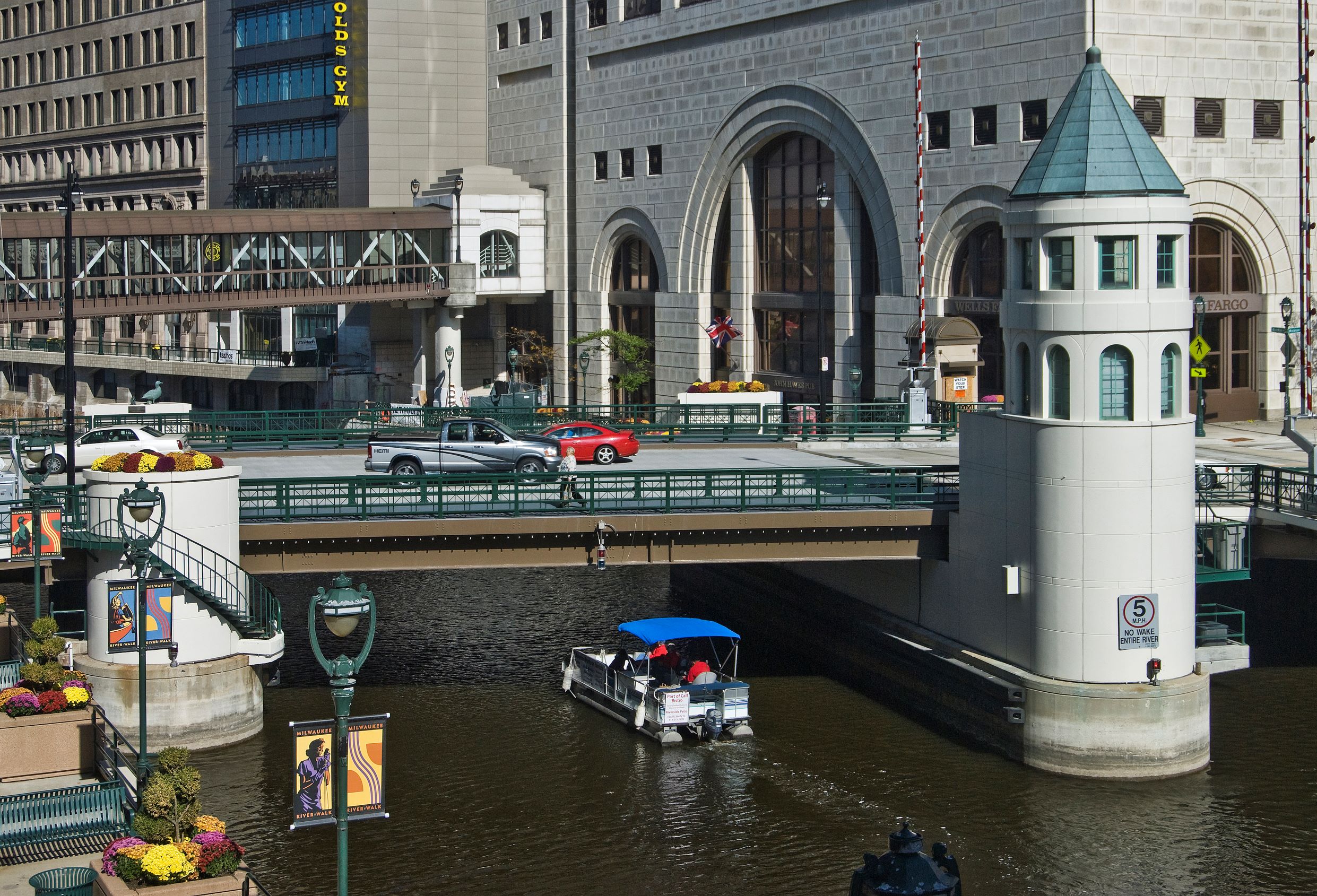 Completed bridge construction over river
