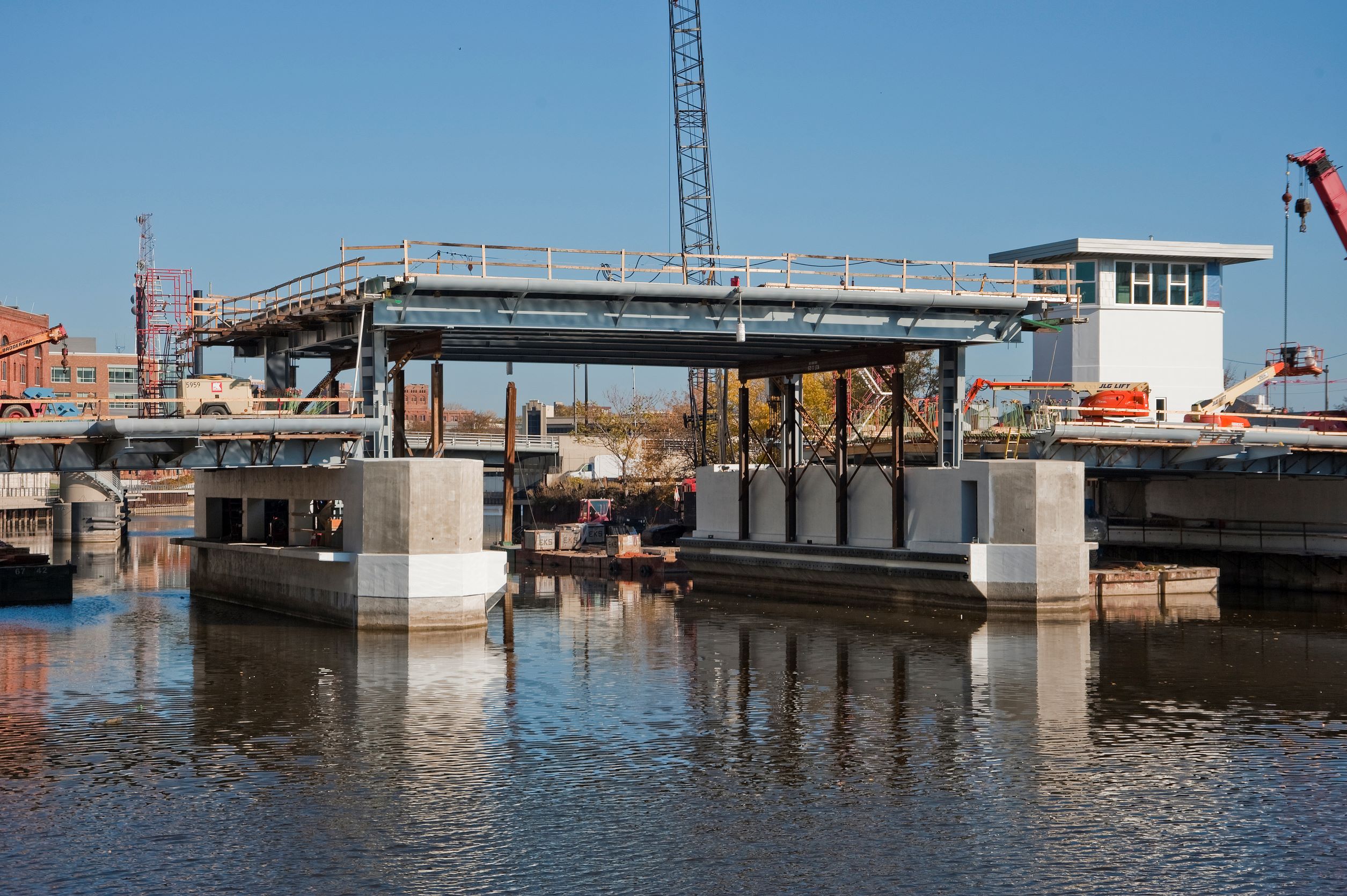 Bridge construction over river